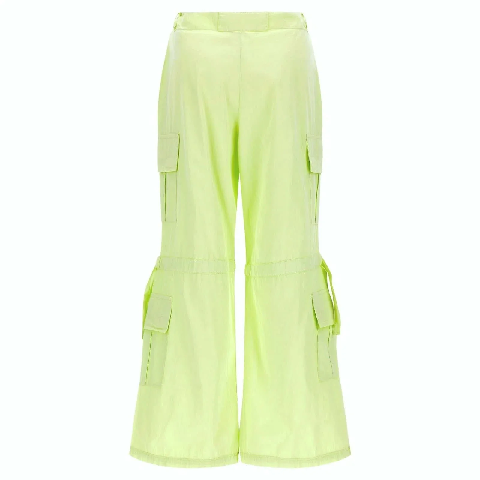 Cargo Trousers - High Waisted - Full Length - Lime Green - Image 7