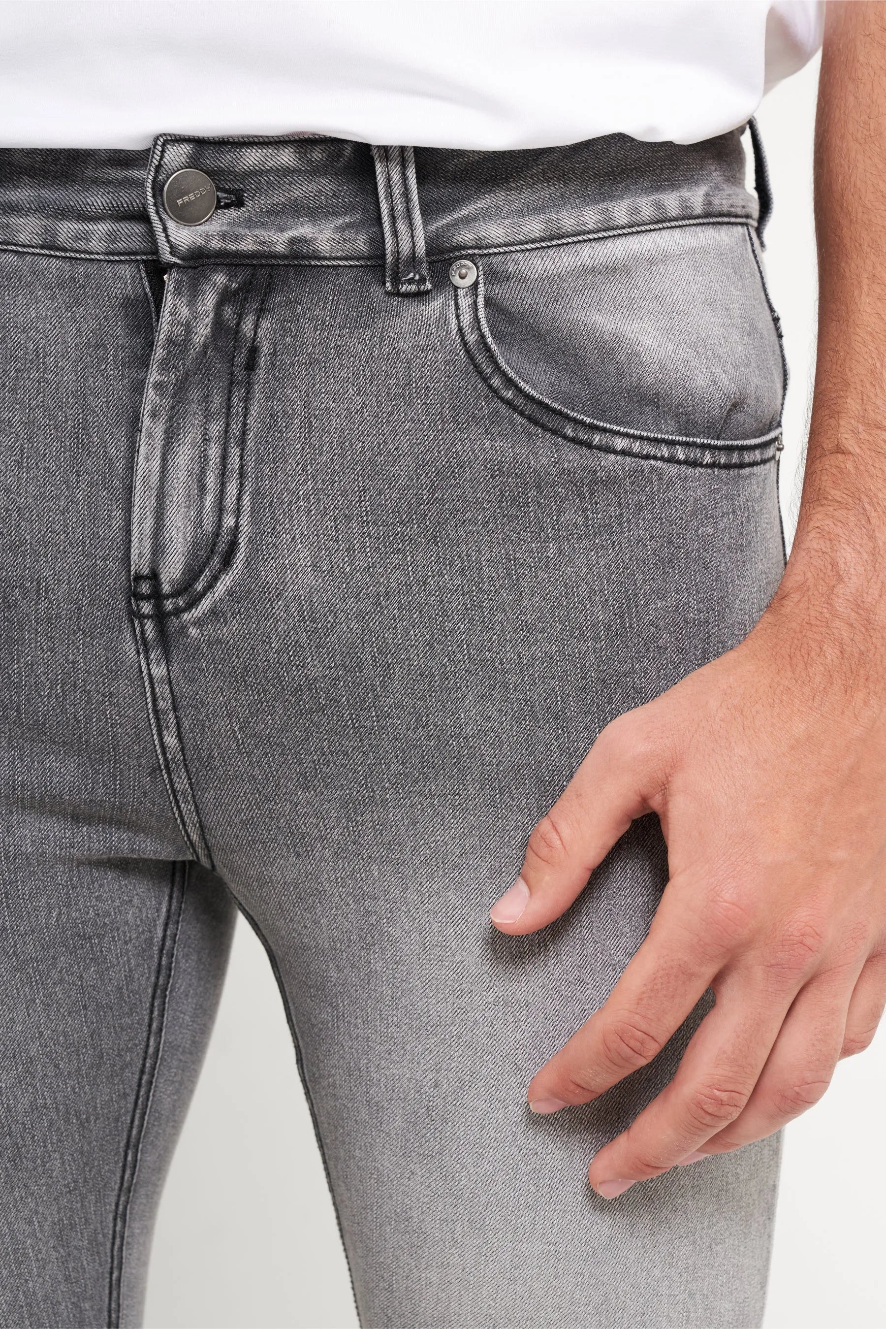 Freddy Men’s Jeans - Slate Grey with Black Stitching - Image 6