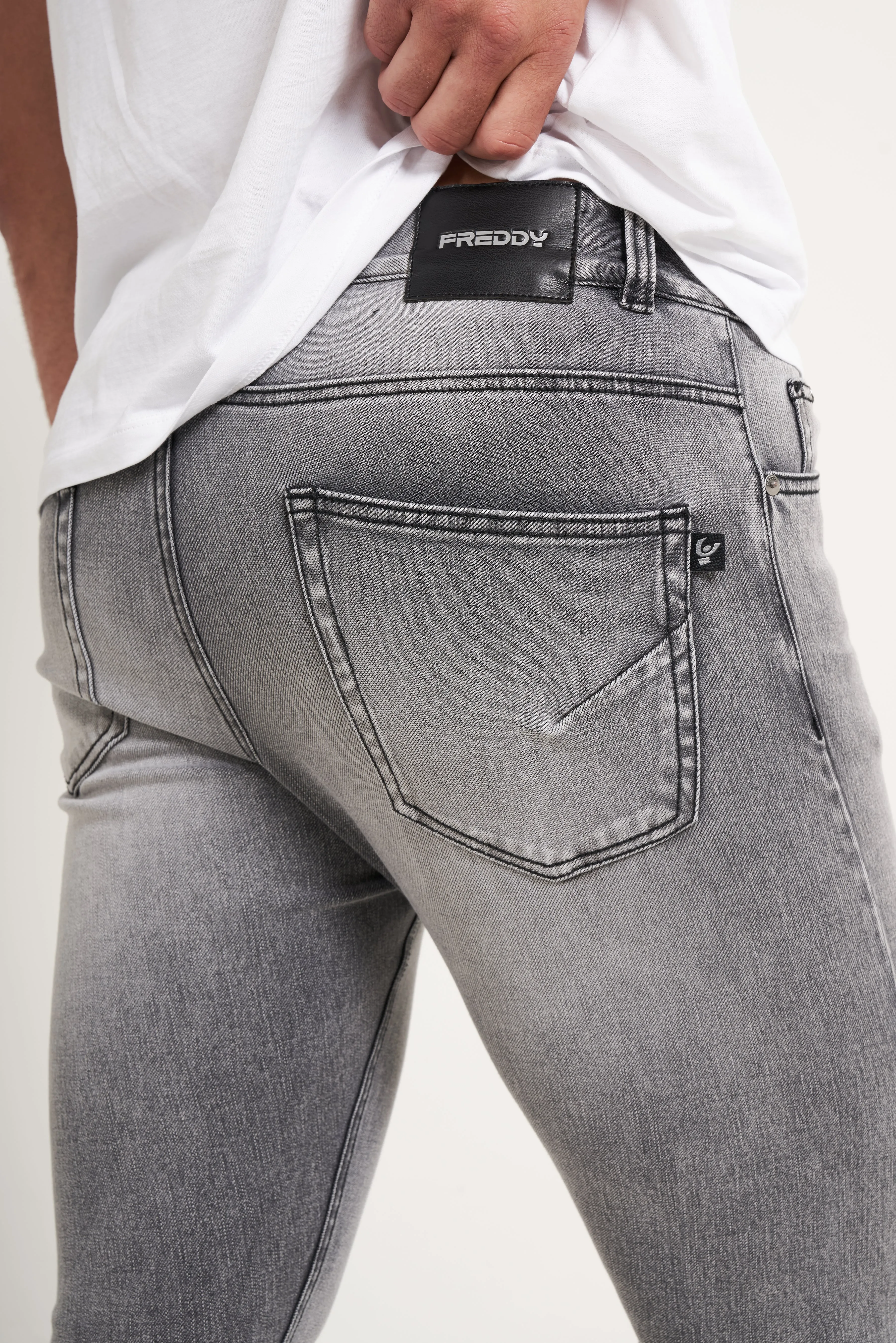 Freddy Men’s Jeans - Slate Grey with Black Stitching - Image 7