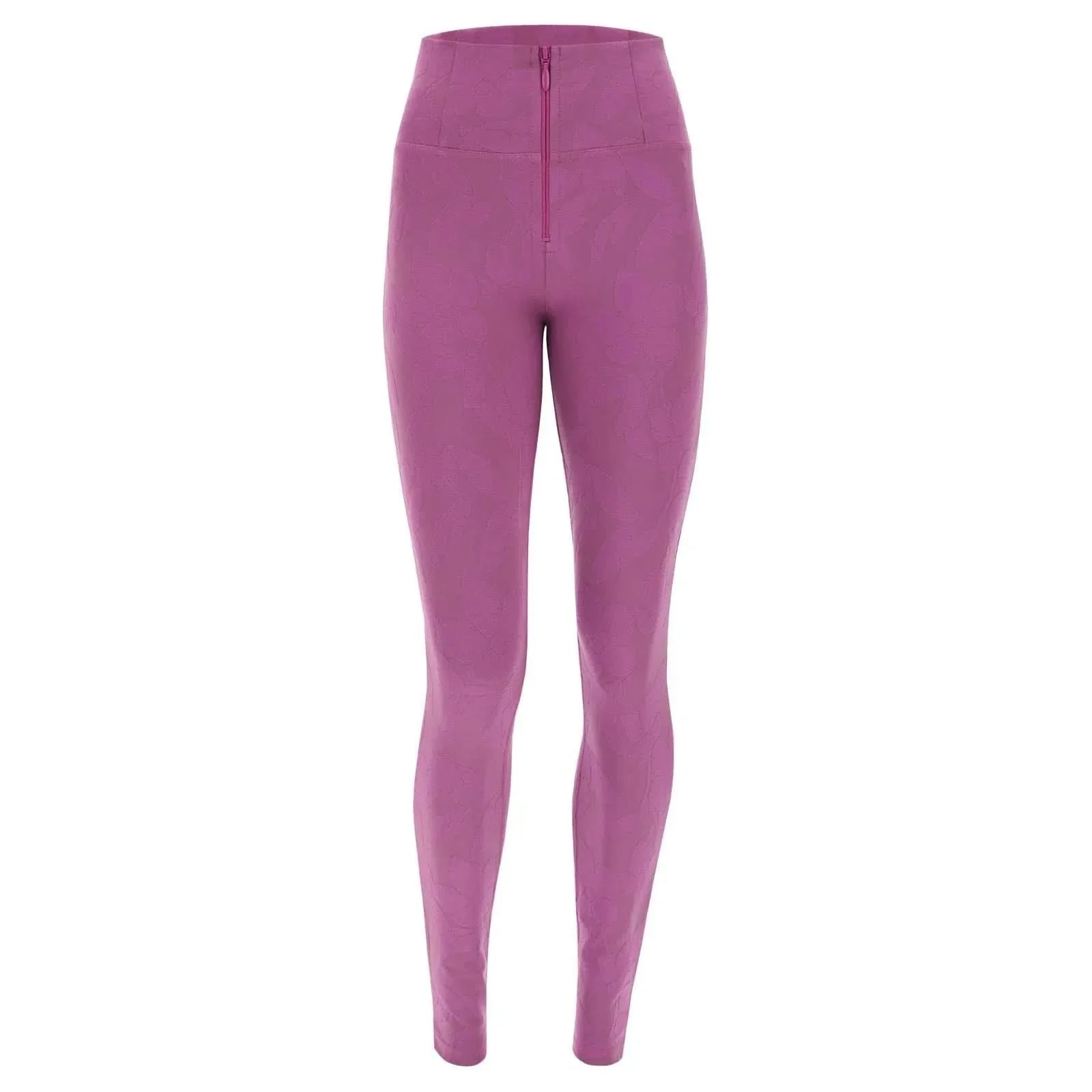 WRUP Trousers - High Waisted - Full Length - Fucsia Jacquard - Image 2