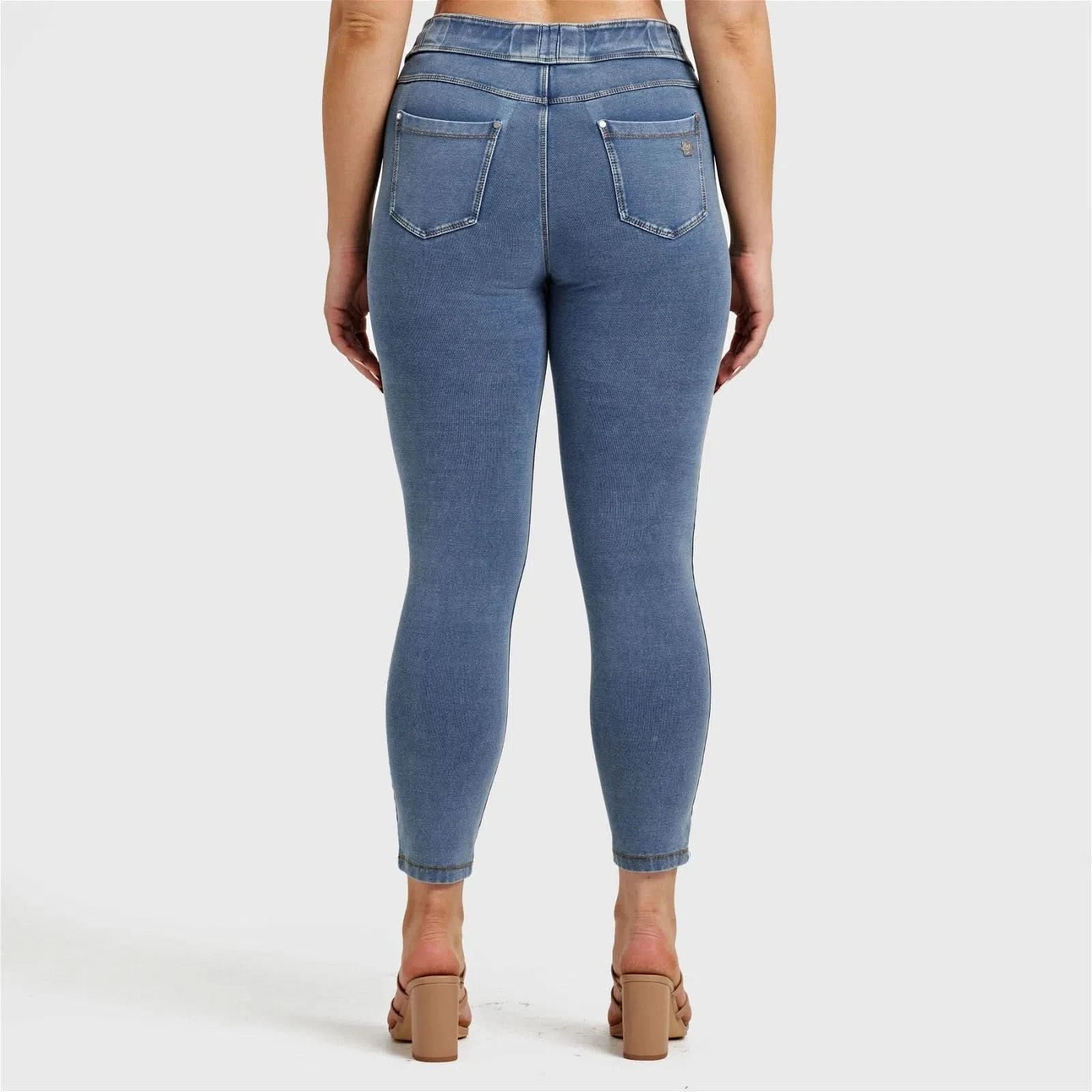 N.O.W® Denim - High Waisted - 7/8 Length - Light Blue + Yellow Stitching - Image 21