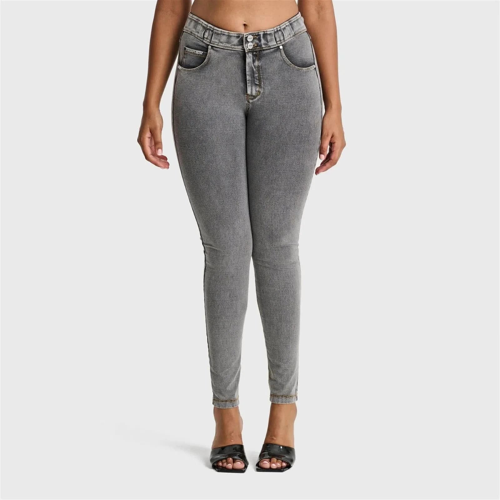 N.O.W® Denim - High Waisted - Full Length - Grey + Yellow Stitching - Image 6