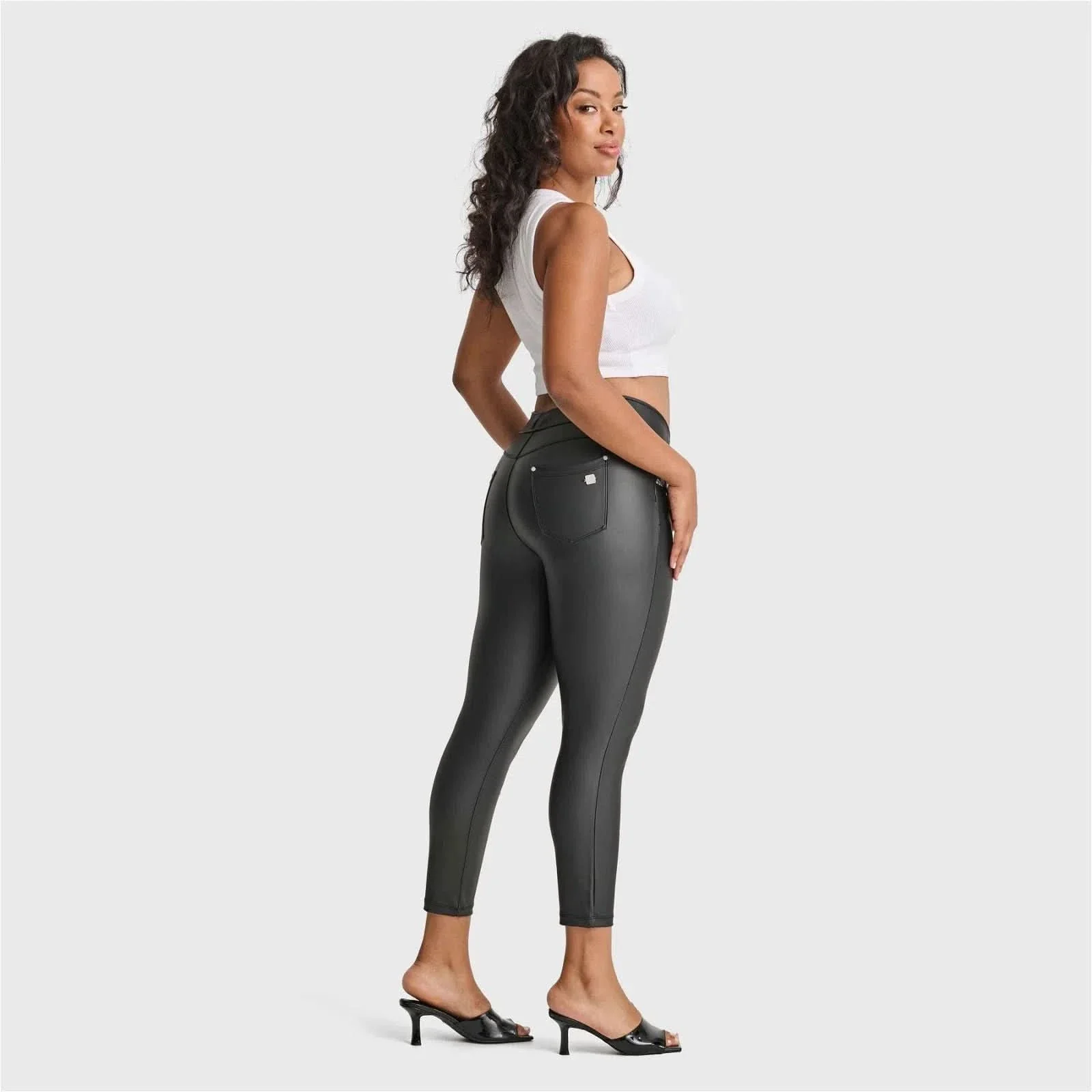 N.O.W® Faux Leather - High Waisted - 7/8 Length - Black - Image 7