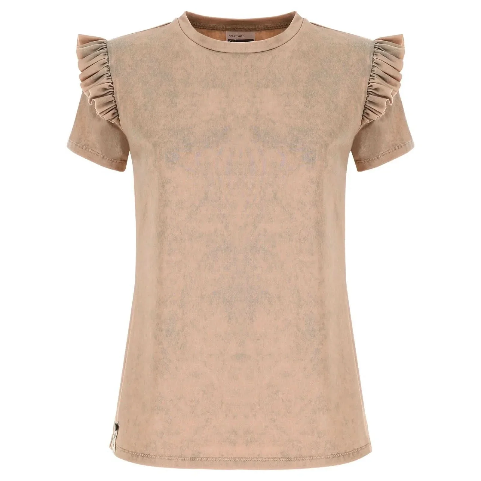 T shirt with ruffled insert - Beige Marble