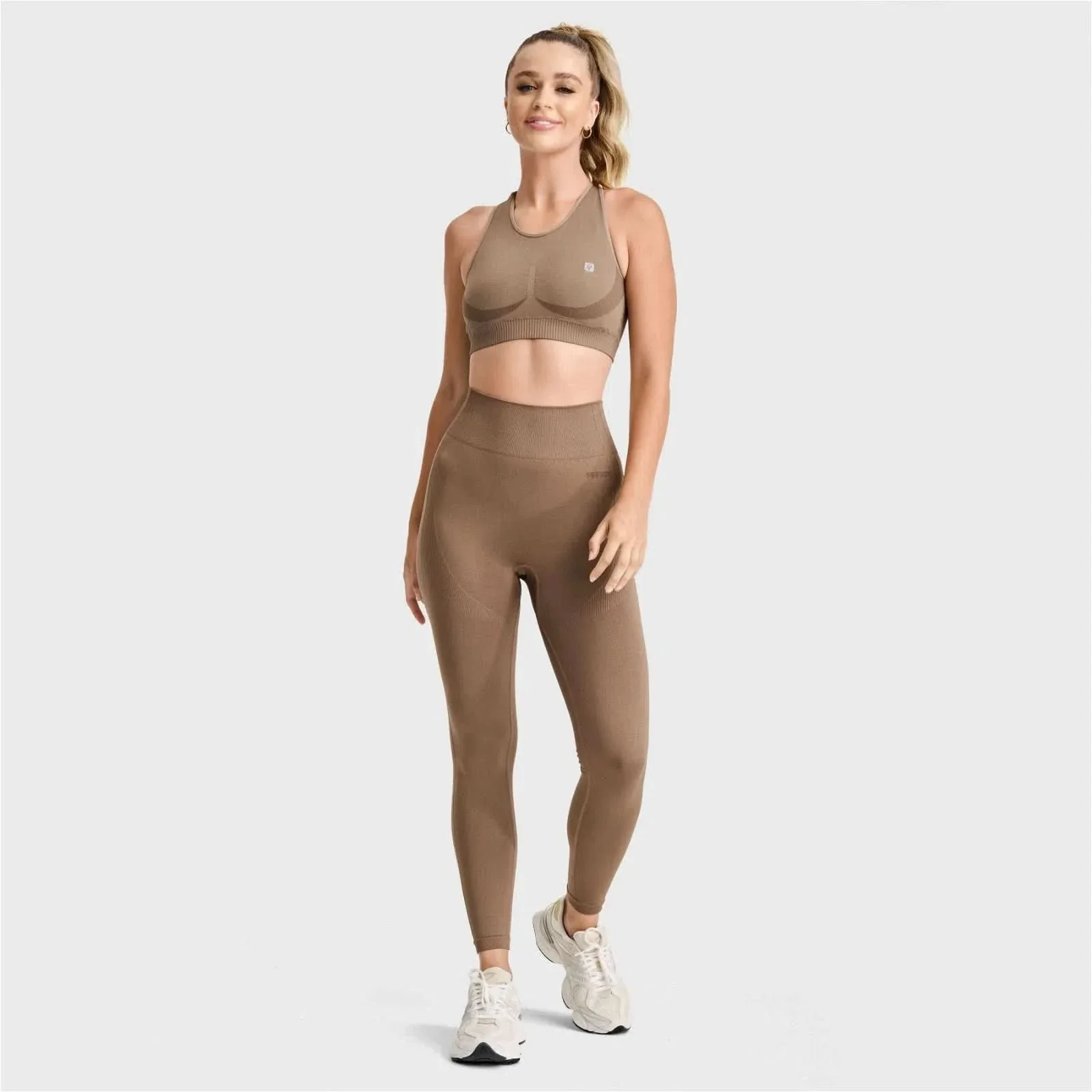 Seamless Active Leggings - High Waisted - 7/8 Length - Mocha - Image 6