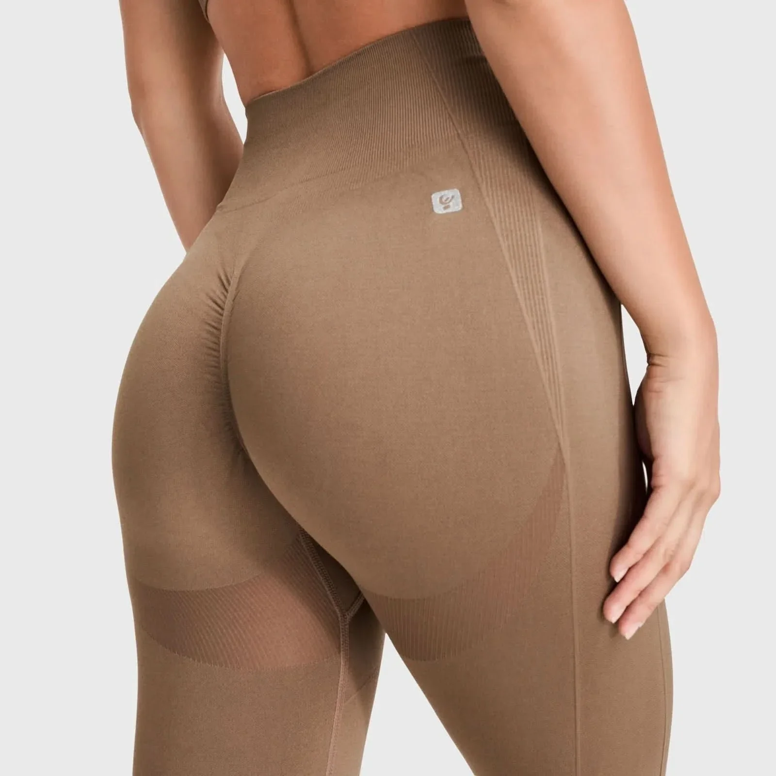 Seamless Active Leggings - High Waisted - 7/8 Length - Mocha - Image 7