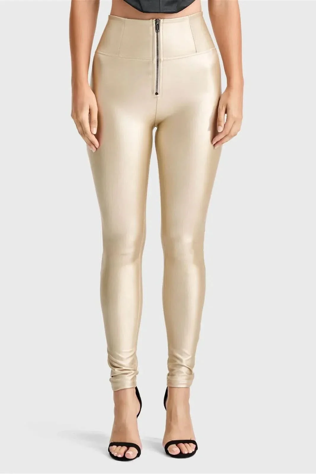 WRUP Faux Leather - Super High Waisted - Full Length - Gold - Image 4