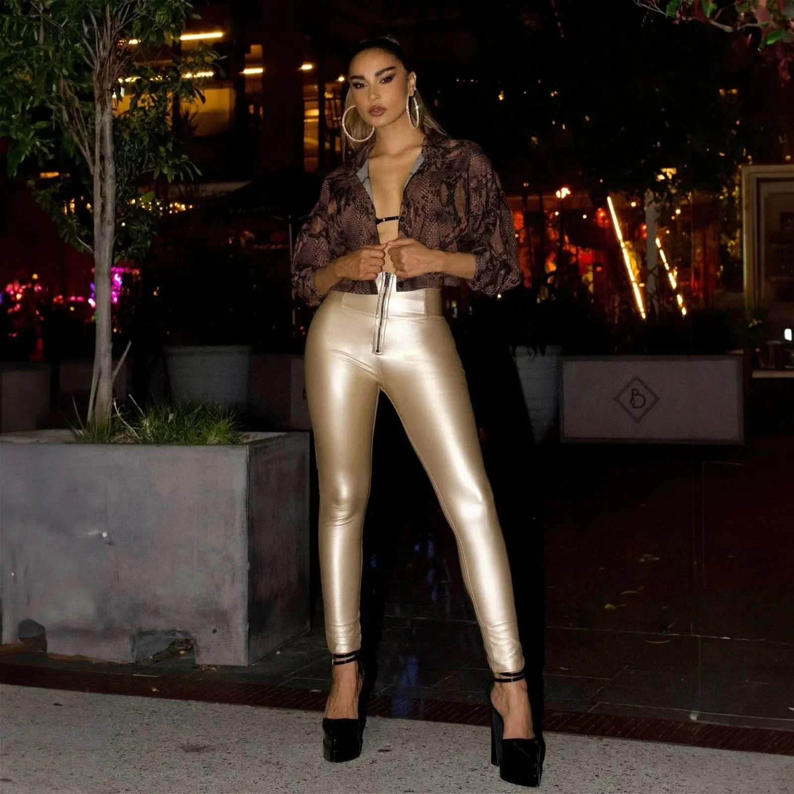 WRUP Faux Leather - Super High Waisted - Full Length - Gold - Image 8