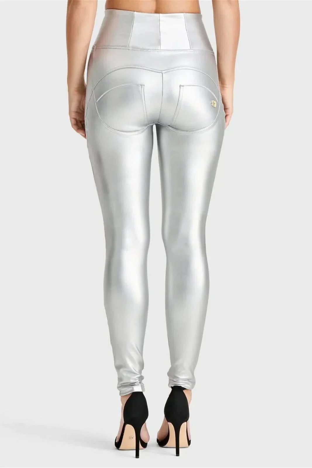 WRUP Faux Leather - Super High Waisted - Full Length - Silver - Image 5