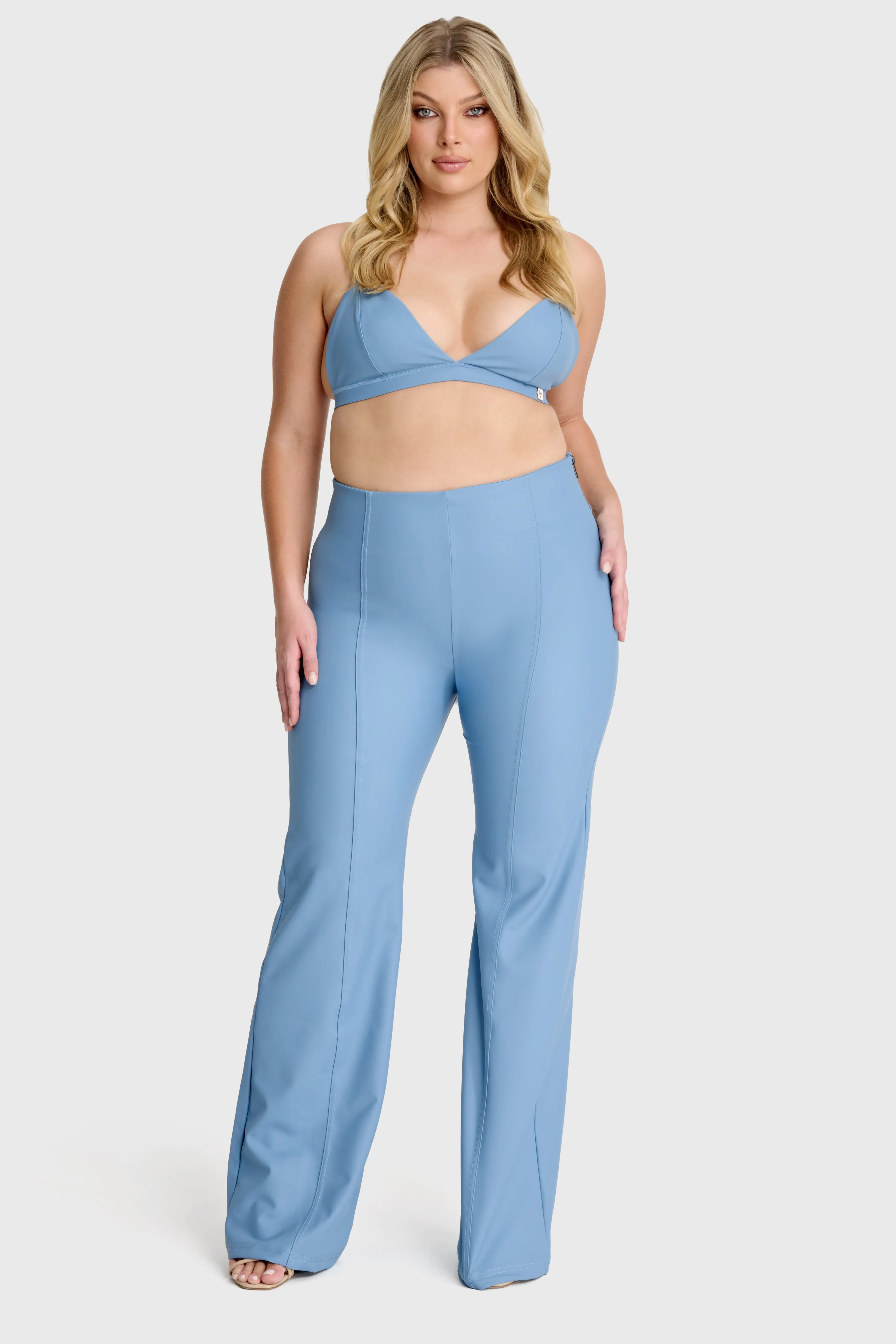 WRUP Faux Leather - Super High Waisted - Super Flare - Baby Blue - Image 3