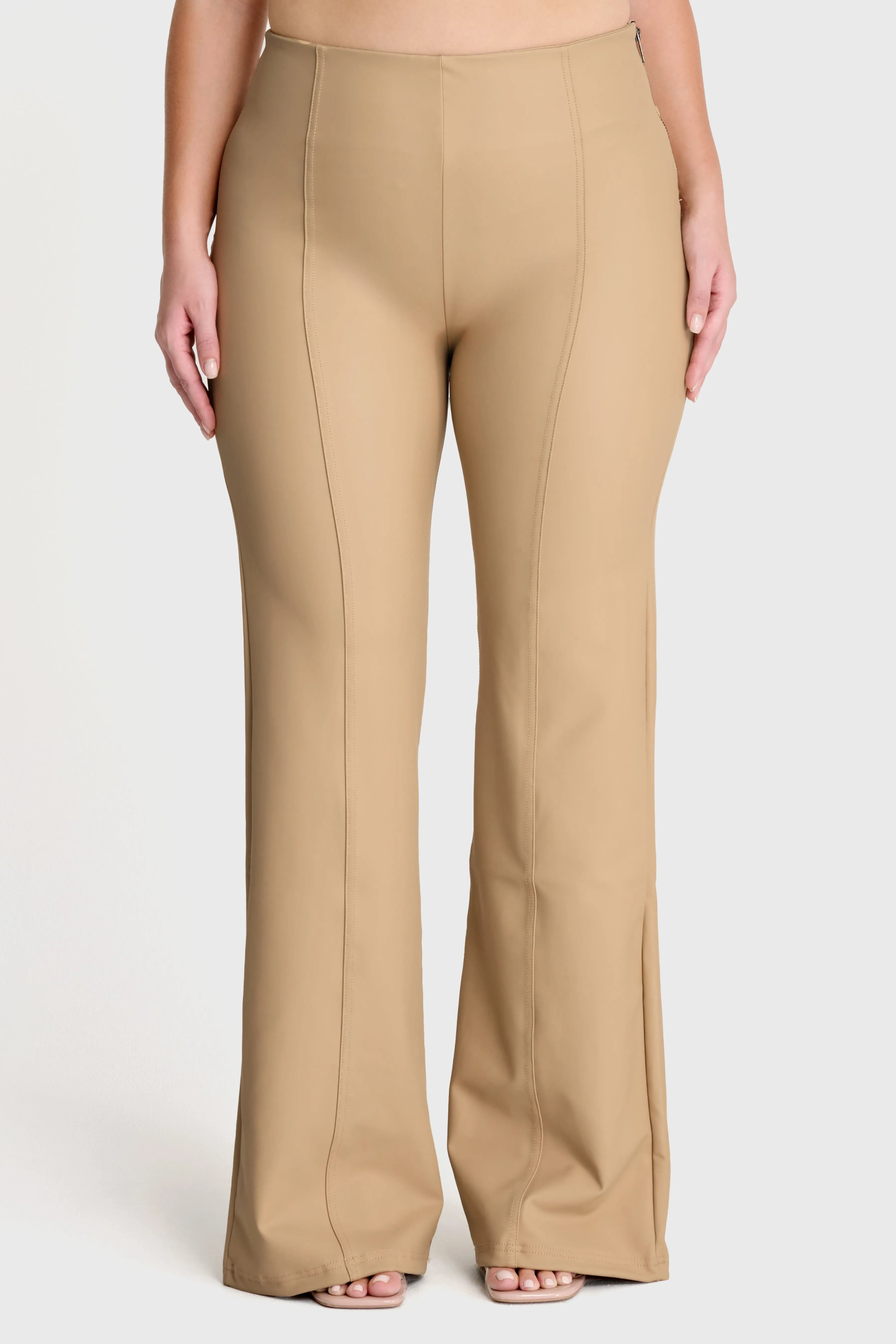 WRUP Faux Leather - Super High Waisted - Super Flare - Sand - Image 5