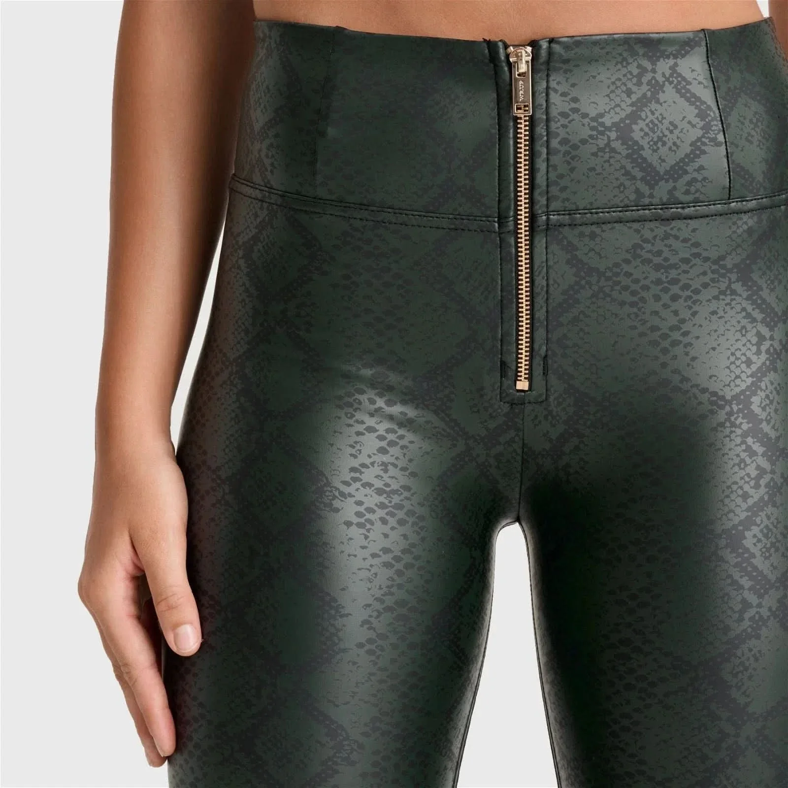 WRUP Python Faux Leather Limited Edition - High Waisted - Full Length - Forest Mist - Image 9