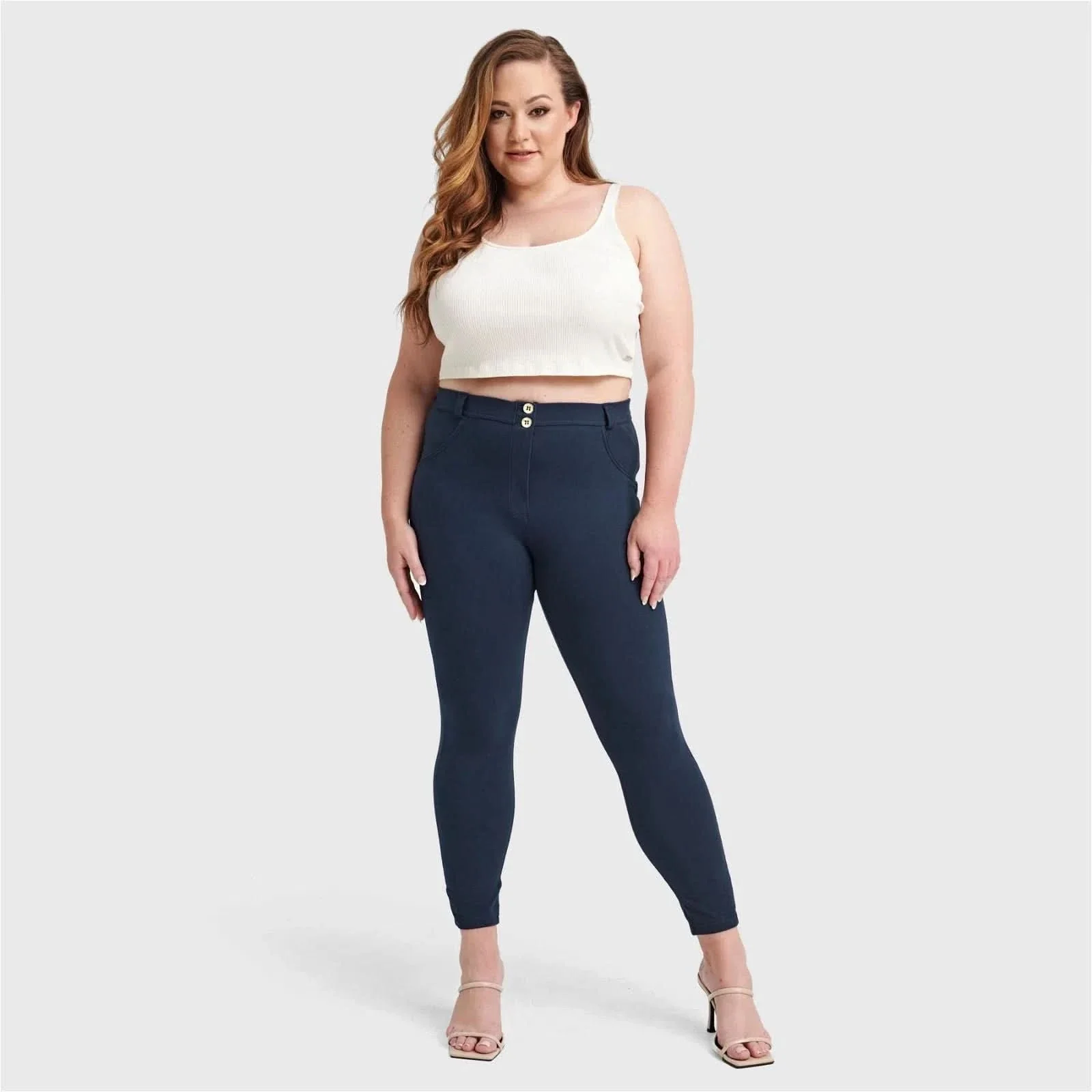 WRUP Curvy Fashion - High Waisted - 7/8 Length - Navy Blue - Image 4