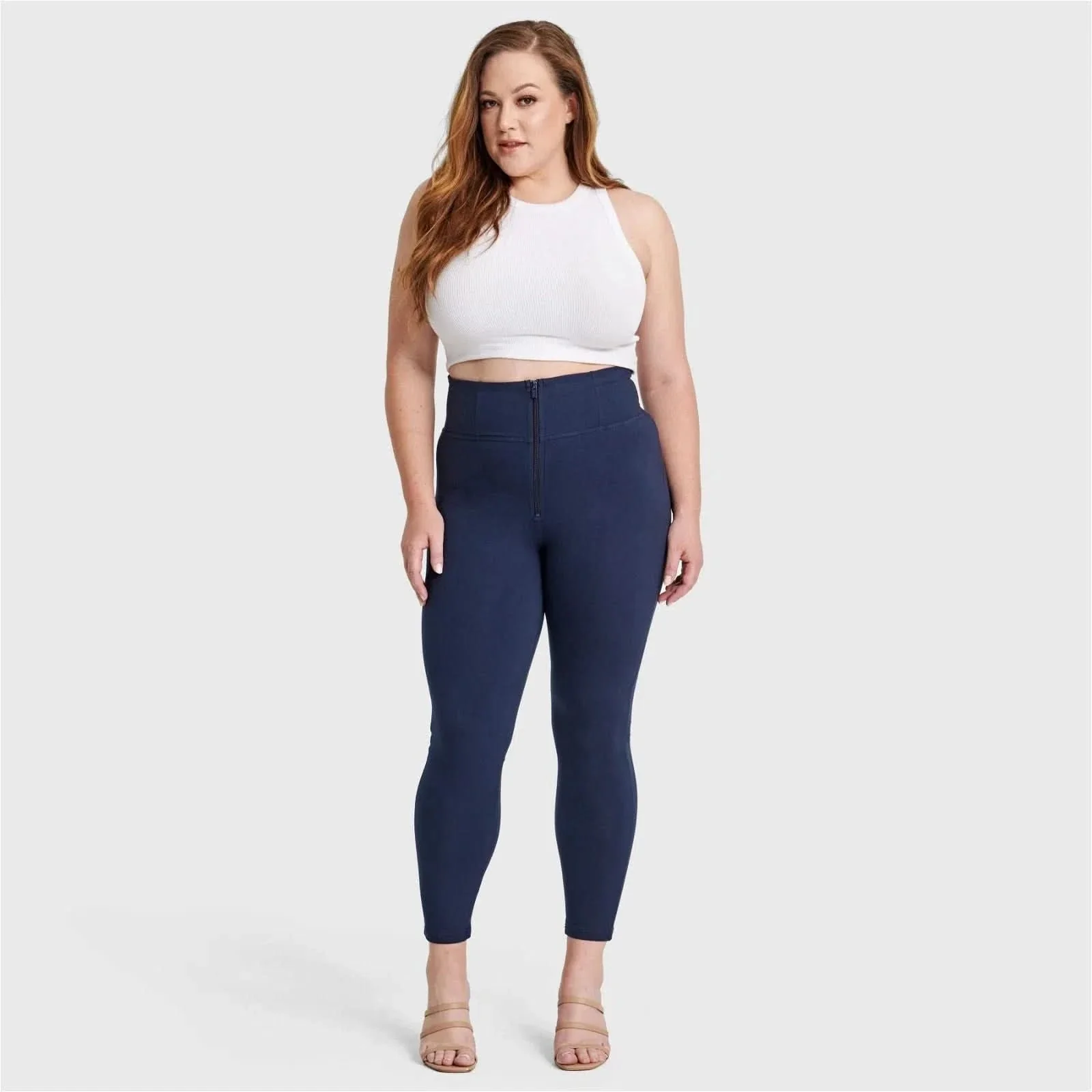 WRUP Curvy Fashion - Zip High Waisted - 7/8 Length - Navy Blue - Image 3