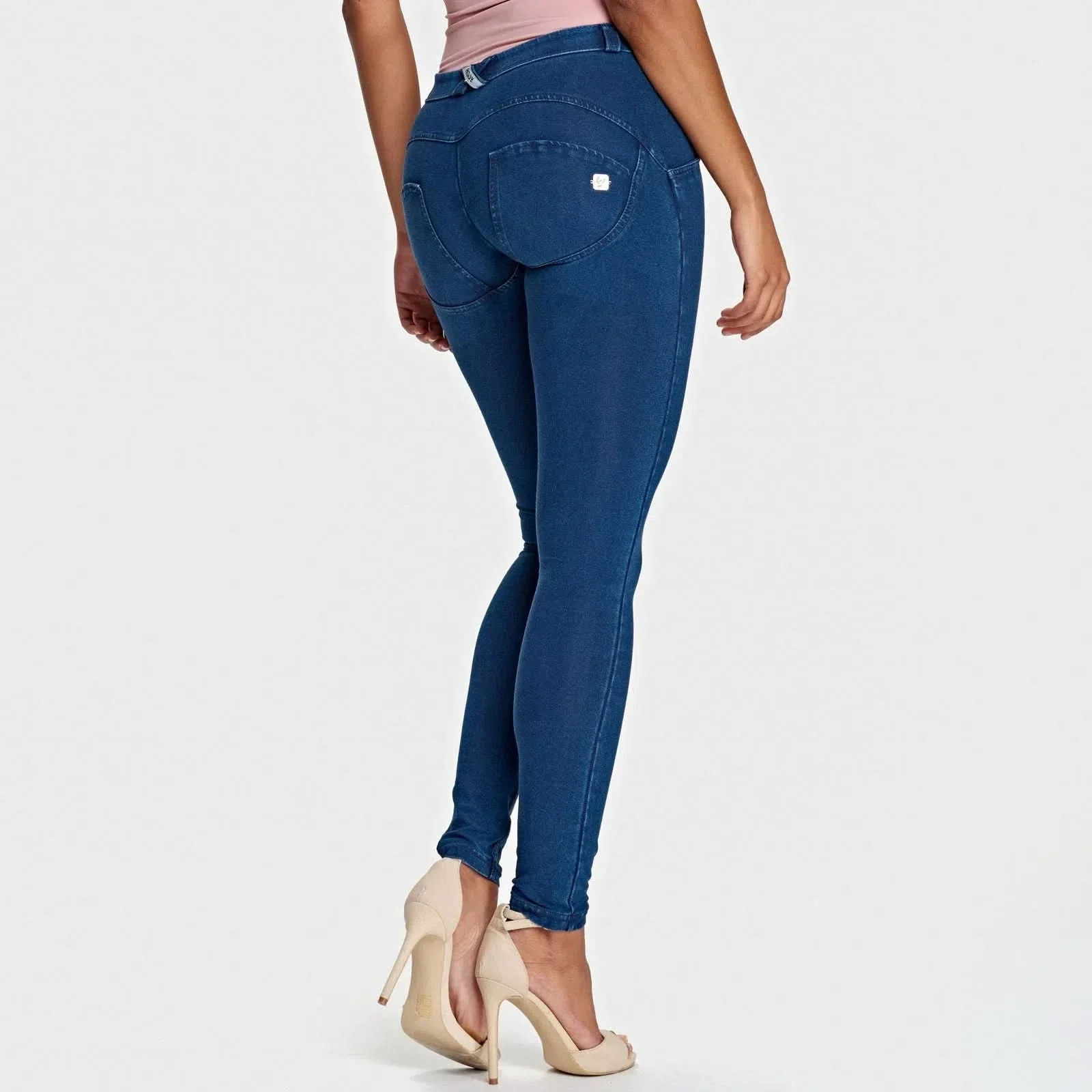 WRUP Denim - Mid Rise - Full Length - Dark Blue + Blue Stitching - Image 3