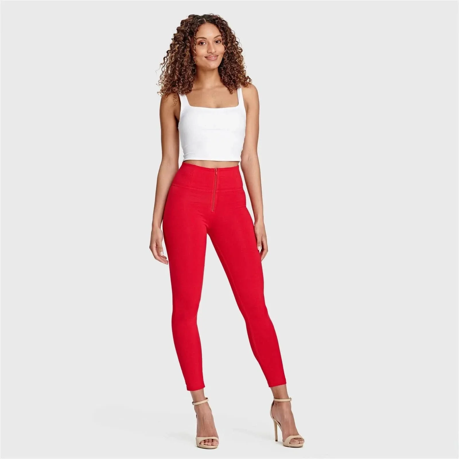 WRUP Fashion - High Waisted - 7/8 Length - Red - Image 4