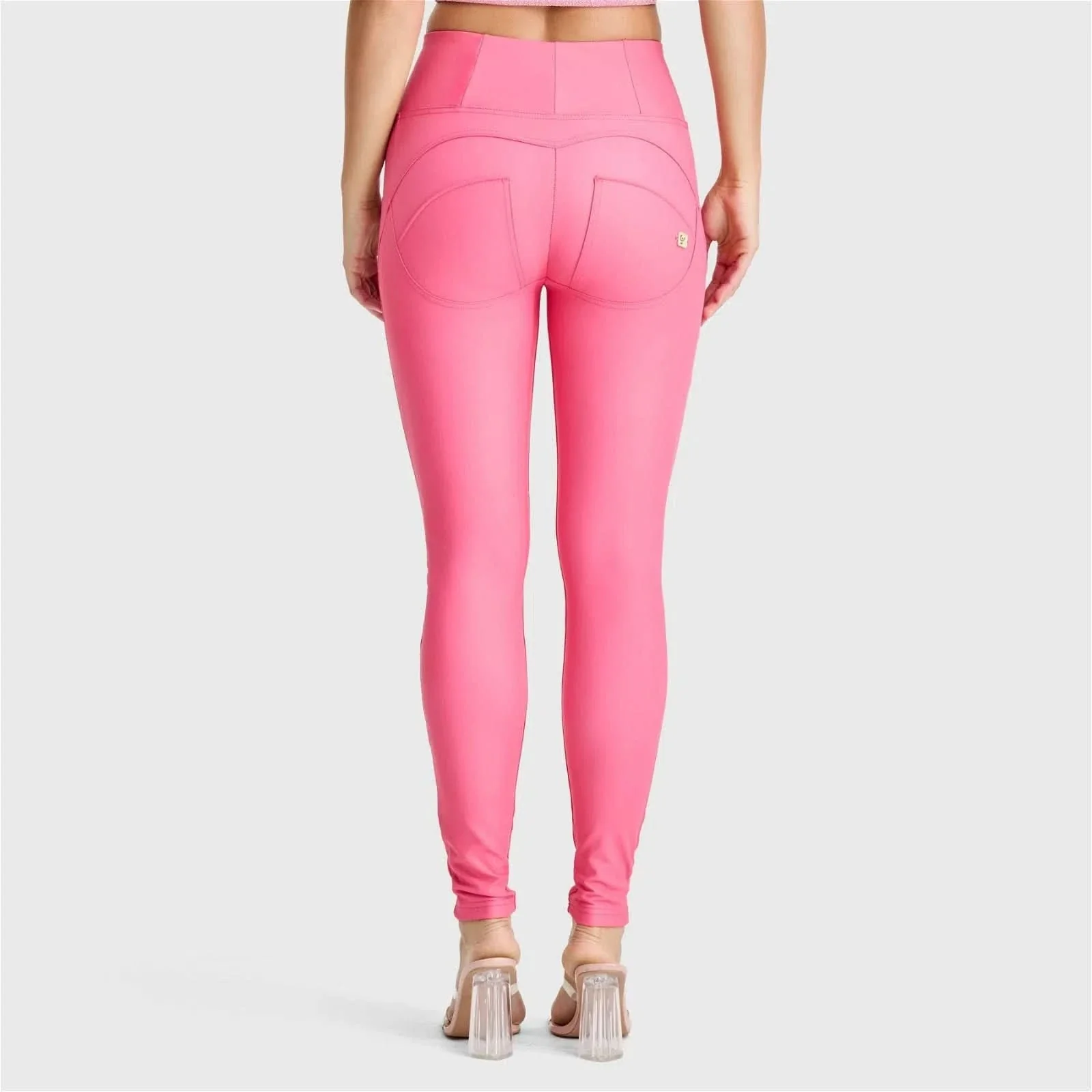 WRUP Faux Leather - High Waisted - Full Length - Candy Pink - Image 4