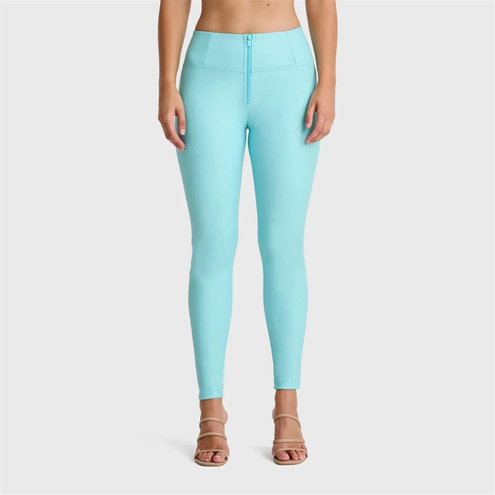 WRUP Faux Leather - High Waisted - Full Length - Sky Blue - Image 5