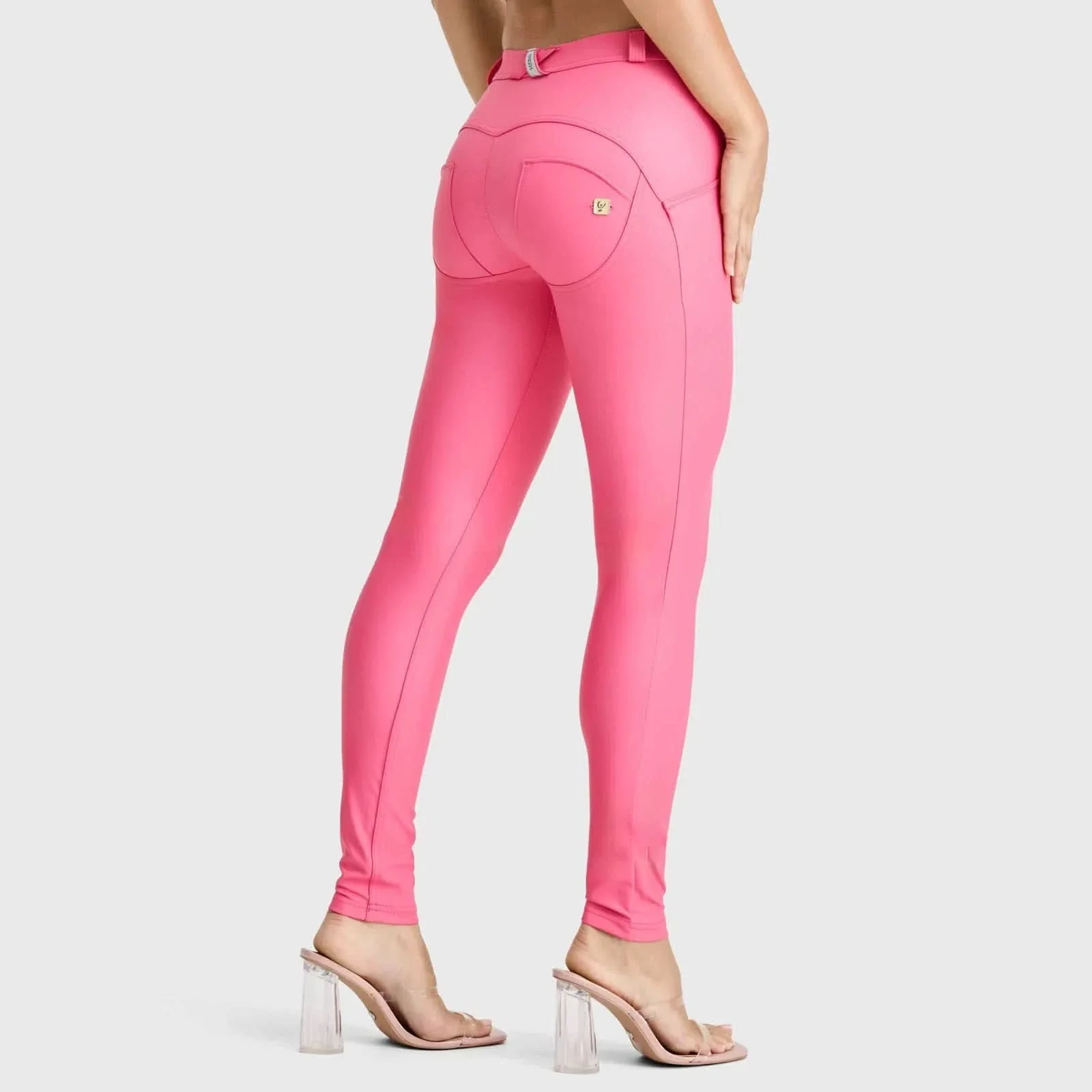 WRUP Faux Leather - Mid Rise - Full Length - Candy Pink