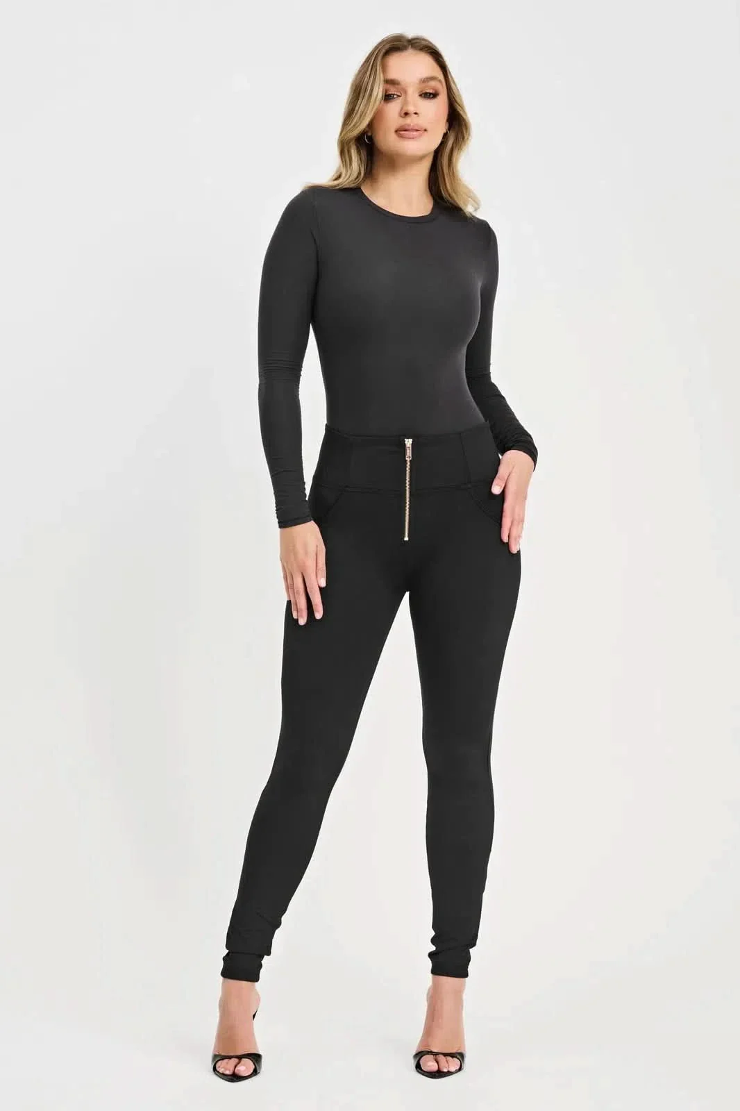 WRUP Fleece Lined Fashion - High Waisted - Full Length - Black