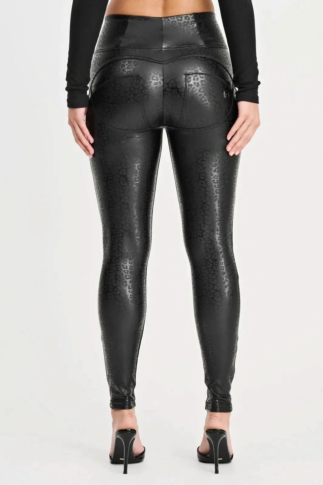 WRUP Panther Faux Leather - High Waisted - Full Length - Black - Image 6