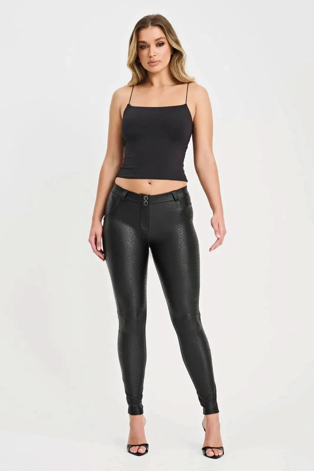 WRUP Panther Faux Leather - Mid Rise - Full Length - Black - Image 3