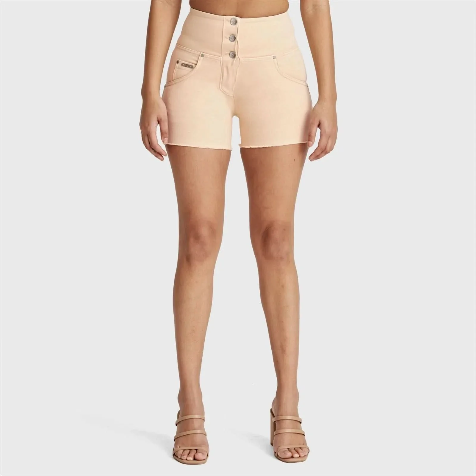 WRUP SNUG Jeans - 3 Button High Waisted - Shorts - Beige - Image 3