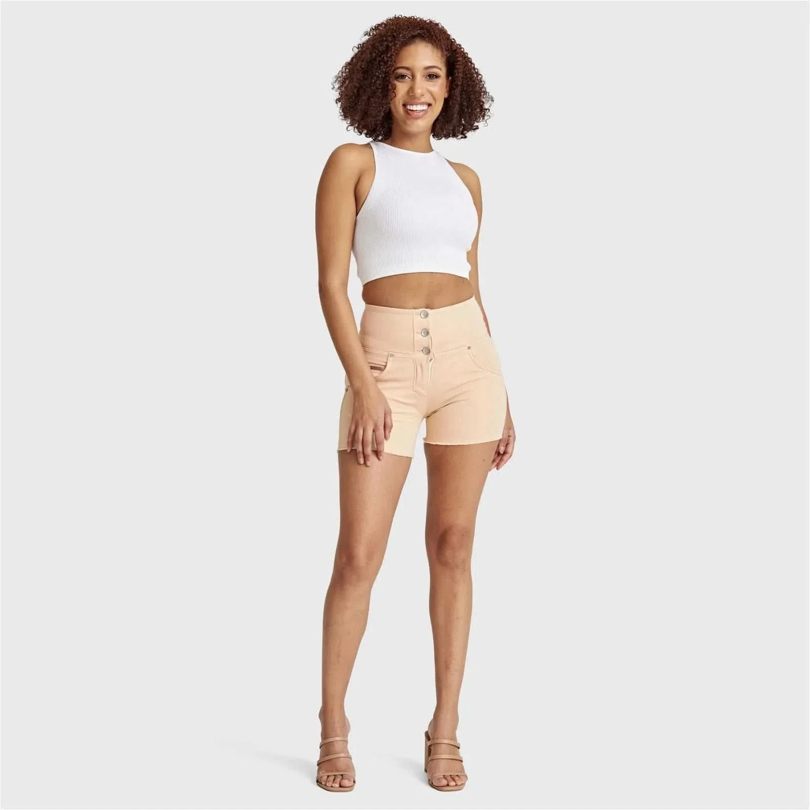 WRUP SNUG Jeans - 3 Button High Waisted - Shorts - Beige - Image 5