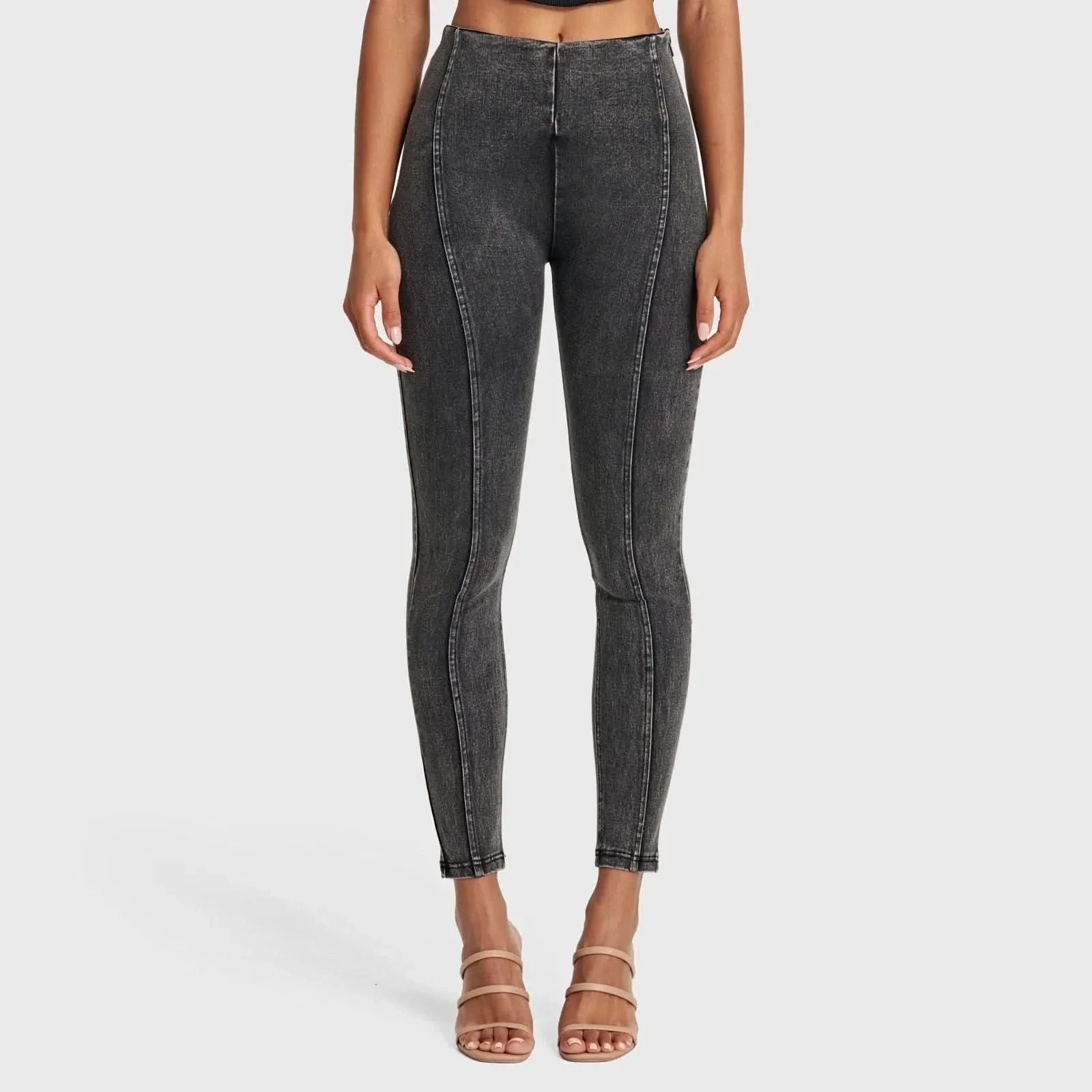 WRUP SNUG Jeans - High Waisted - Full Length - Washed Black + Black Stitching - Image 6
