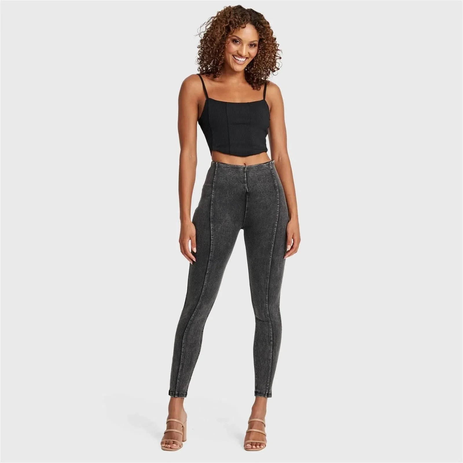 WRUP SNUG Jeans - High Waisted - Full Length - Washed Black + Black Stitching - Image 9