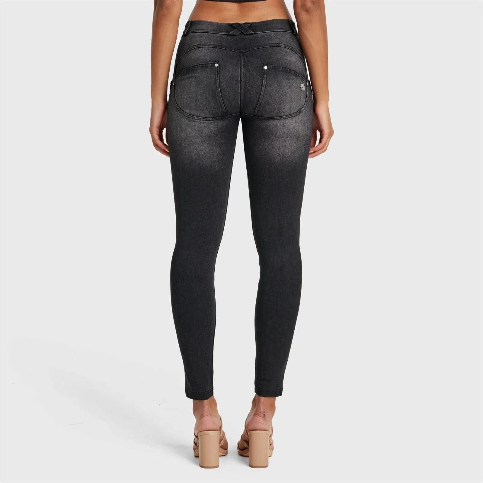 WRUP SNUG Jeans - Mid Rise - Full Length - Black + Black Stitching - Image 4