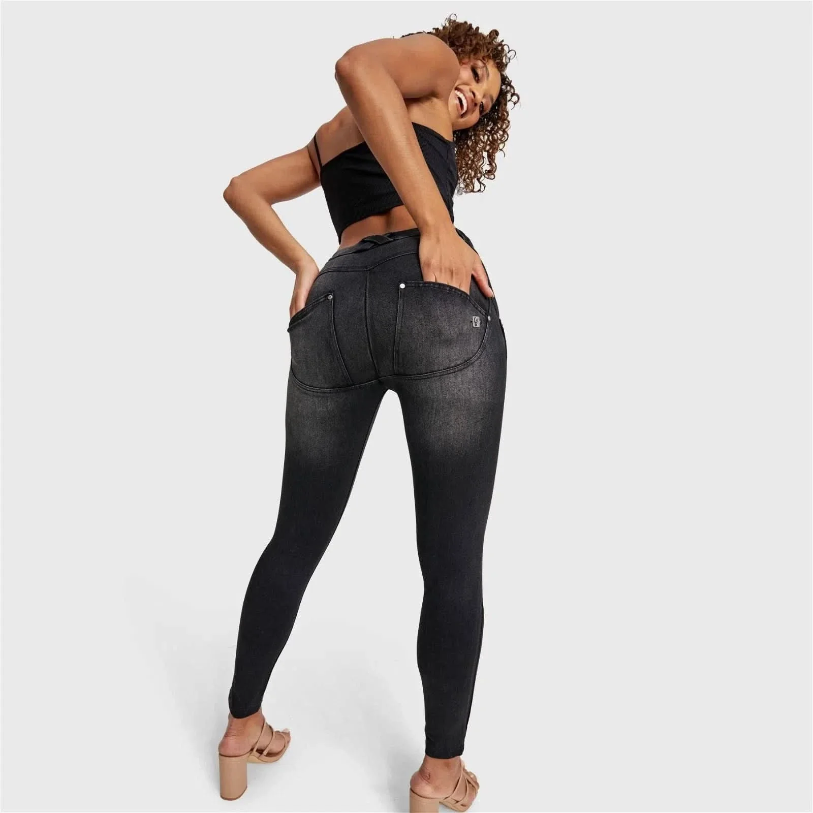 WRUP SNUG Jeans - Mid Rise - Full Length - Black + Black Stitching - Image 6