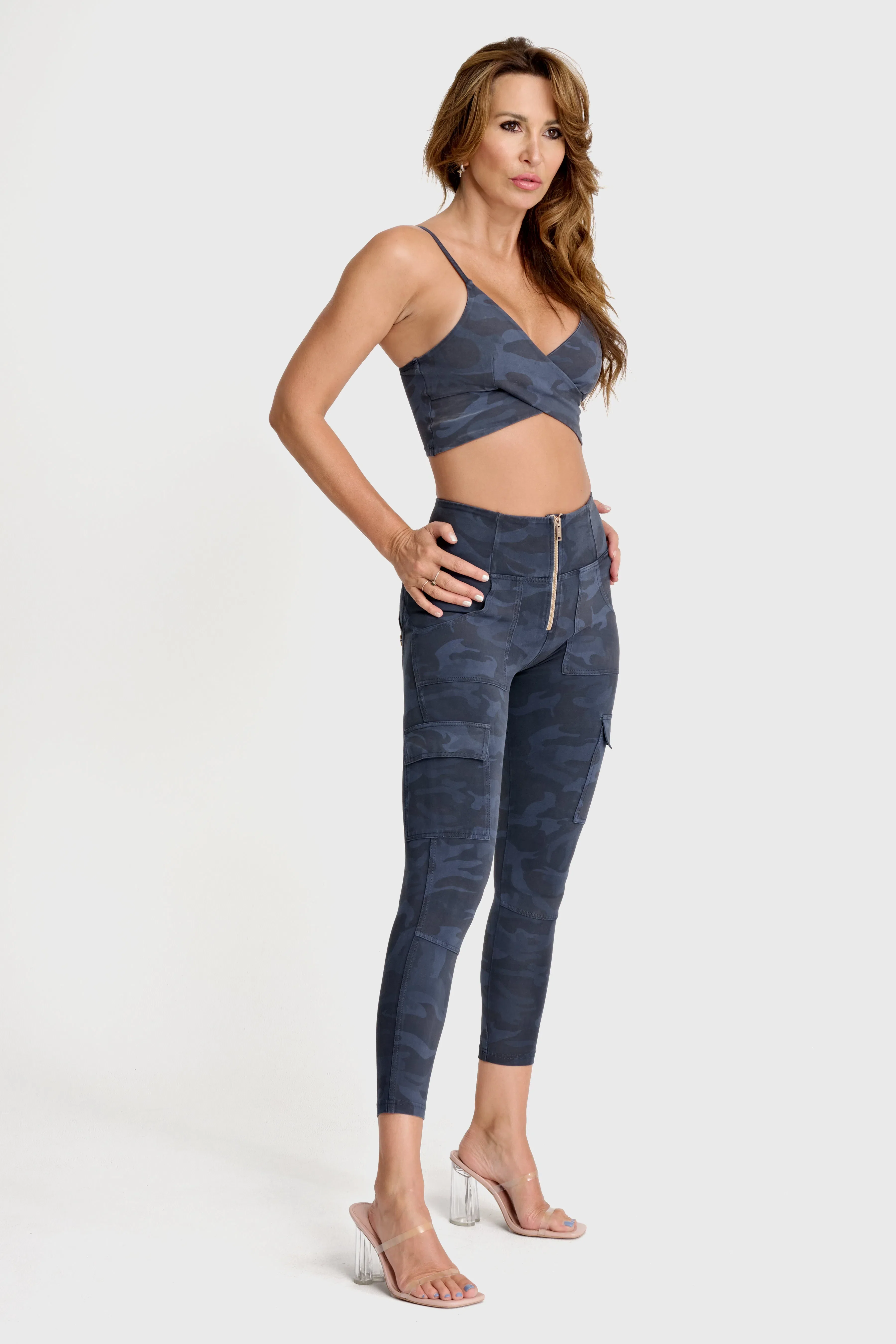 WRUP Cargo Fashion - High Waisted - 7/8 Length - Navy Blue Camo - Image 6